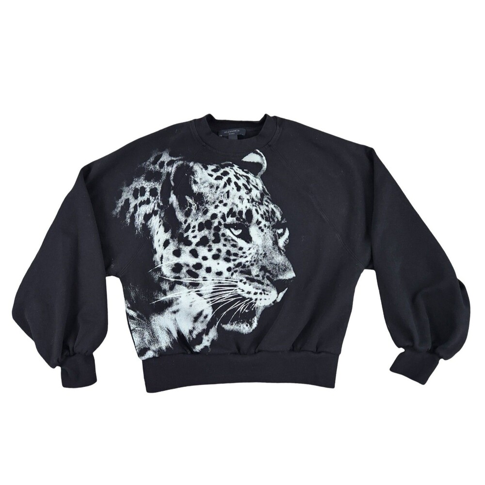 AllSaints Kiara Cygnet Jaguar Graphic Cutout Sweatshirt Women’s Small - Picture 2 of 8